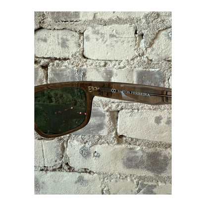Men's Barton Perreira Zander sunglasses in Tabac and Green Smoke with rounded frames and tinted lenses, stylish eyewear for men.