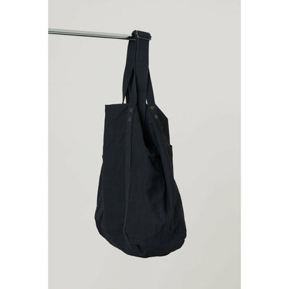 Black cotton canvas tote bag from Closed Men's accessories collection, showcasing a spacious, durable design for everyday use.