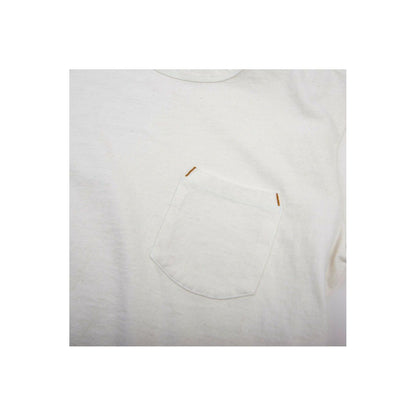 Men's 13-ounce white pocket T-shirt by Freenote Cloth, casual cotton shirt with front pocket and durable fabric.