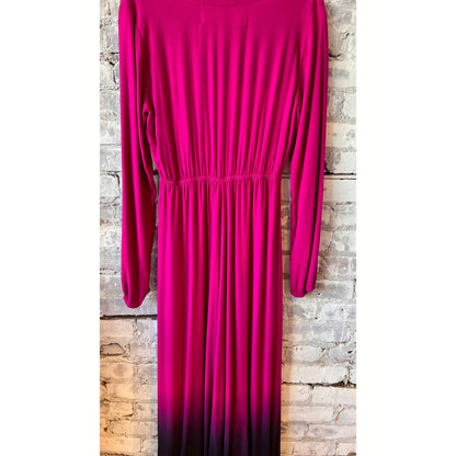 Women's Hand Painted Tie Dye Natalie Dress by Raquel Allegra with vibrant dahlia pattern and flowing silhouette.