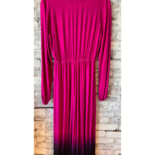 Women's Hand Painted Tie Dye Natalie Dress by Raquel Allegra with vibrant dahlia pattern and flowing silhouette.