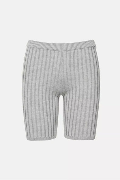 Reveal Silk Cashmere Rib Biker Short - Heather Grey - DUNE + SALT