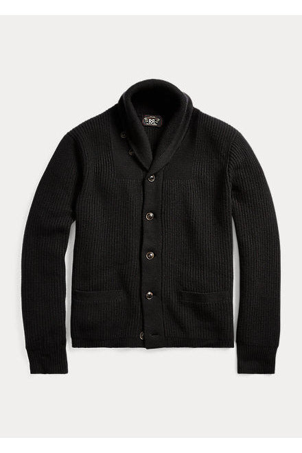 Cashmere Shawl-Collar Cardigan - Black - DUNE + SALT