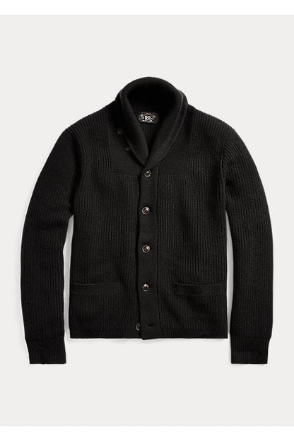 Cashmere Shawl-Collar Cardigan - Black - DUNE + SALT