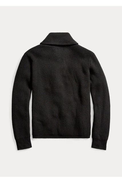 Cashmere Shawl-Collar Cardigan - Black - DUNE + SALT