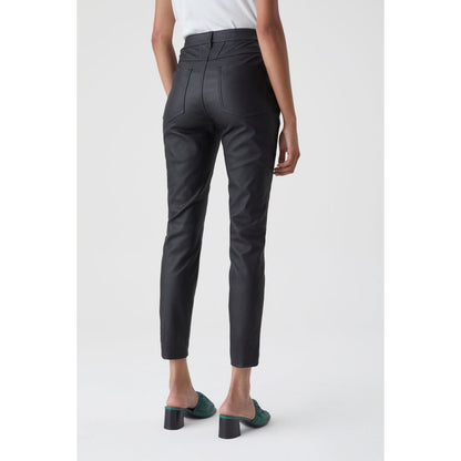 Black women's stretch leather pants from Closed Women's Skinny Pusher collection, fitted and stylish for a sleek look.